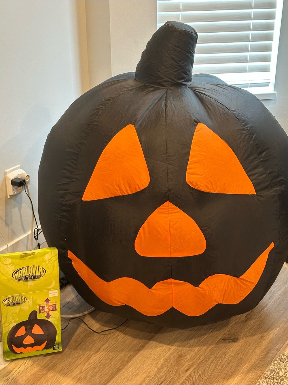 Black Gemmy airblown inflatable pumpkin Halloween 3 feet Extremely rare 🎃